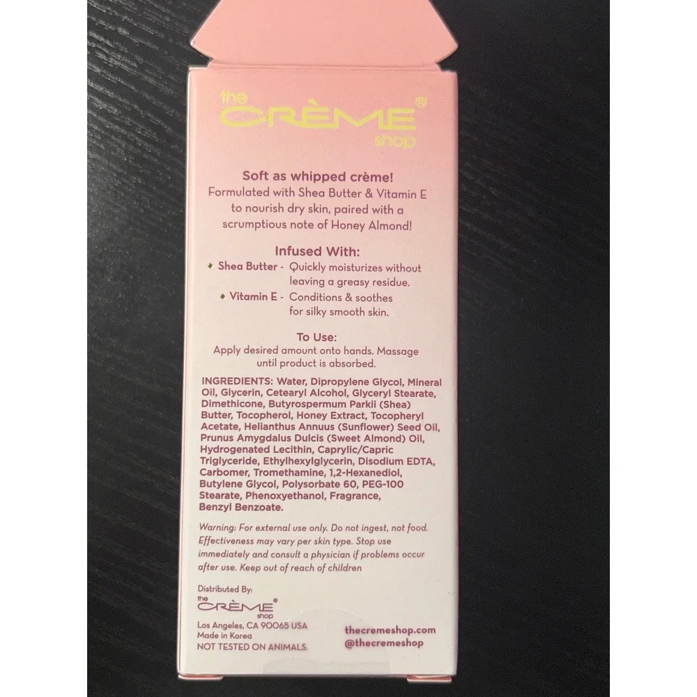 The Crème Shop Honey Almond Moisturizing‎ Hand Crème Shea Butter Vitamin E